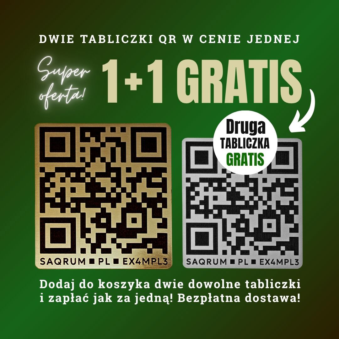Super oferta: Tabliczka kod QR 1+1 gratis!